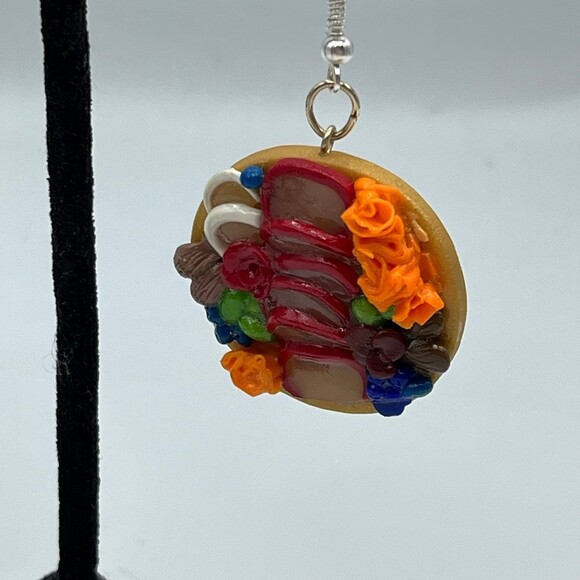 Handmade polymer clay charcuterie board Earrings - Picture 3 of 6